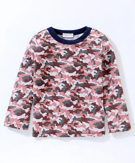 CrayonFlakes Camouflage Printed Full Sleeves Tee - Pink