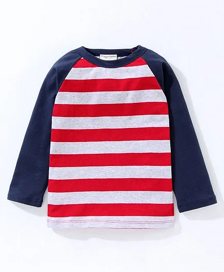 CrayonFlakes Striped Full Sleeves Tee - Red Blue