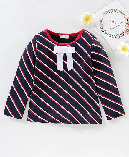 CrayonFlakes Striped Full Sleeves Tee - Navy