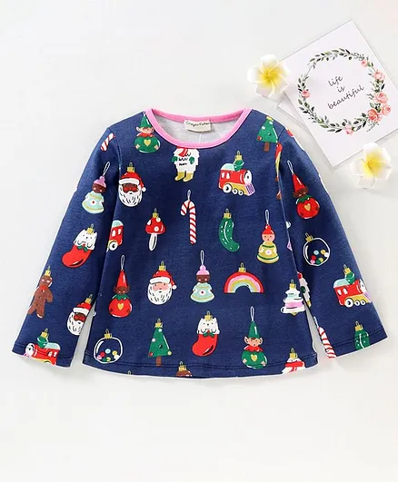 CrayonFlakes Full Sleeves Printed Tee - Navy