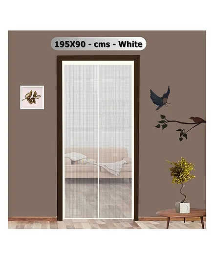 Classic Mosquito Net Magnetic Screen Fiberglass Door Mesh with Full Frame Hook & Loop - White