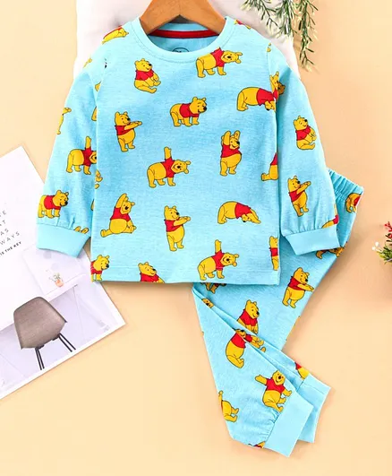 Babyhug Full Sleeves Pajama Set Winnie The Pooh Print - Blue