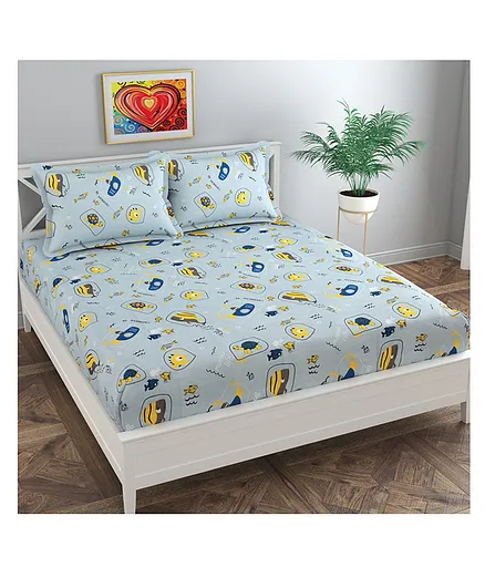 Florida Cotton Queen Size Bedsheet - Grey