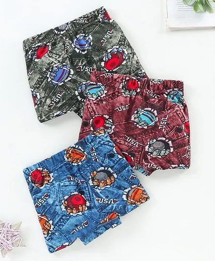 Red Rose Boxers USA Print Pack of 3 - Blue Green Pink-24/60