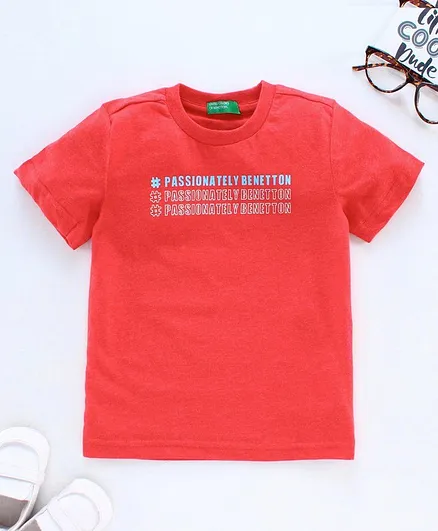 UCB Short Sleeve Tee Text Print - Bright Red