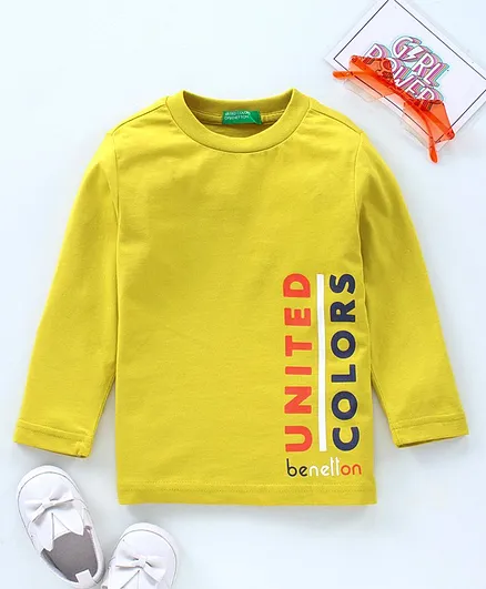 UCB Full Sleeves Tee Text Print - Yellow
