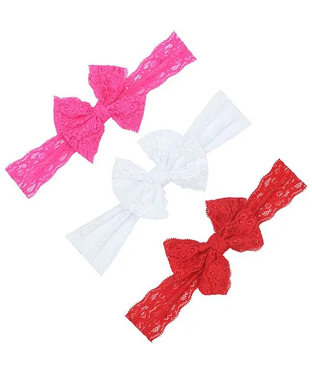 Funkrafts Bow Headbands Pack of 3 - Pink White Red