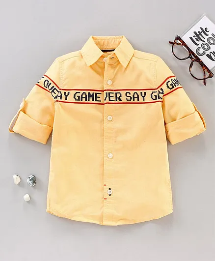 Under Fourteen Only Full Sleeves Game Over Printed Shirt - Yellow