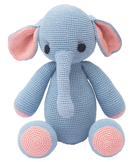 Happy Threads Loving Elephant Crochet Soft Toy Blue - Height 35.56 cm