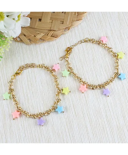Asthetika Star Charms Chain Anklets - Multi Colour