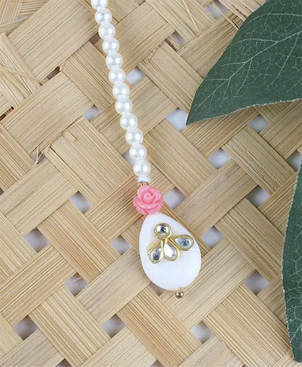 Asthetika Rose & Kundan Stone Detailing Maang Teeka - Light Pink