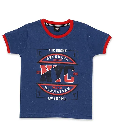 LEO Half Sleeves NYC Print Tee - Ink Blue