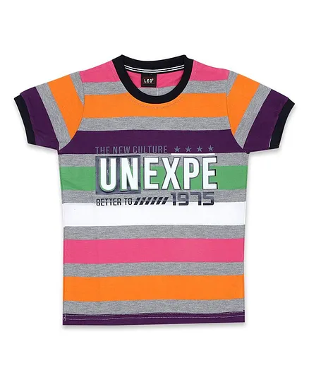 LEO Half Sleeves Striped Tee - Grey