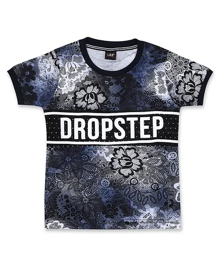 LEO Half Sleeves Dropstep Print Tee - White Blue
