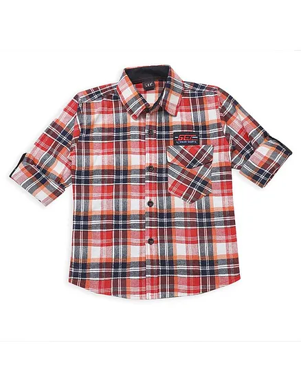 LEO Full Sleeves Checked Shirt - Red