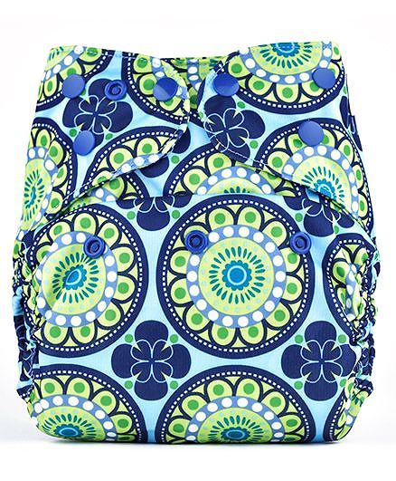 Bumberry Cloth Diaper Cover With One Bamboo Insert - Big Round Flowers