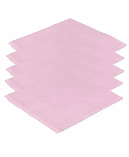Lula Muslin Cotton Sqaure Wash Cloth Pack Of 5 - Pink