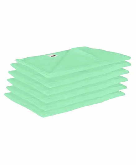 Lula Muslin Cotton Sqaure Wash Cloth Pack Of 6 - Green