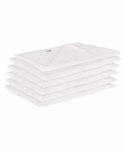 Lula Muslin Cotton Sqaure Wash Cloth Pack Of 6 - White