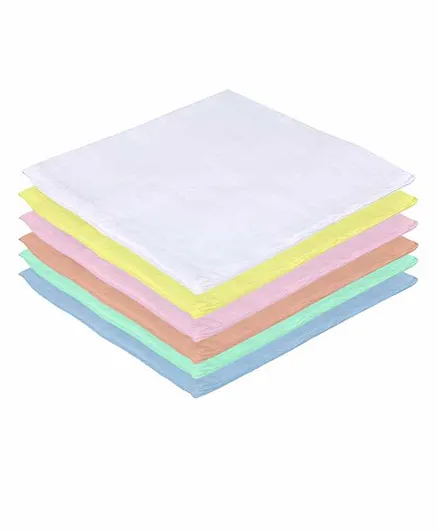 Lula Muslin Cotton Sqaure Wash Cloth Pack Of 6 - Multicolor