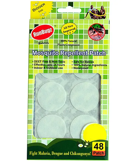 RunBugz Mosquito Repellent Patch Pack Of 48 (Color May Vary)