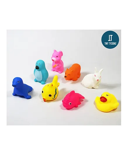 TINY TYCOONZ Animal Shaped Bath Toys Multicolor - 8 Pieces