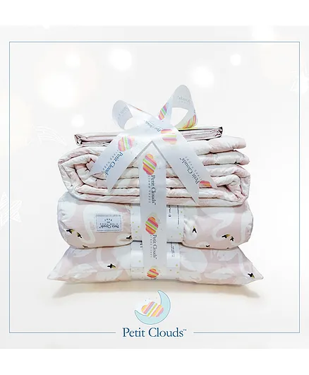 Petit Clouds Pure Organic Cotton Cot Bedding Set Pack of 5 Products - Multi Color