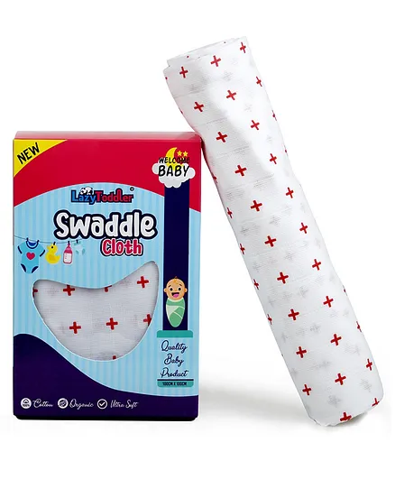 LazyToddler Organic Cotton Baby Swaddle Plus Print - Red