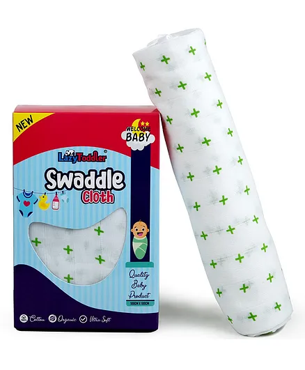 LazyToddler Organic Cotton Baby Swaddle Plus Print - Green