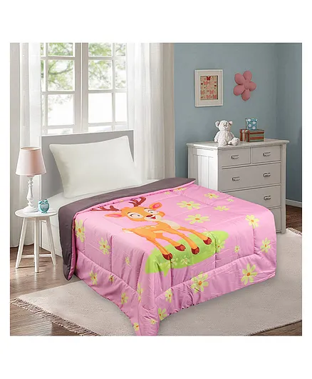 Quick Dry All Season Fluffie Kids Comforters Baby Sika Print - Pink