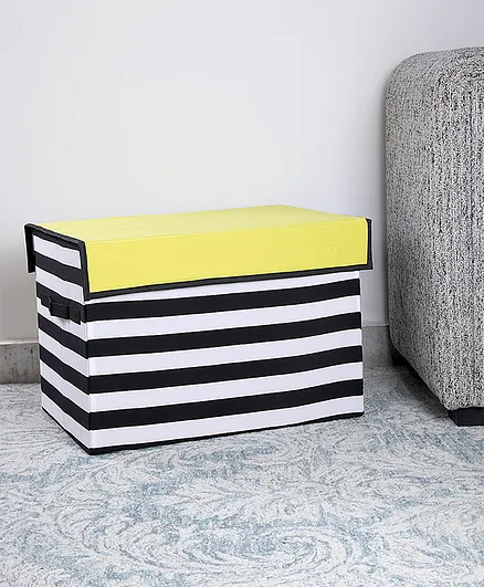 My Gift Booth Breton Stripes Storage Cube With Lid - Yellow