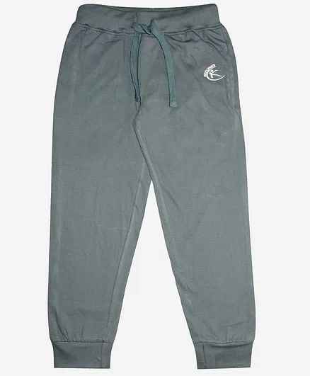Kiddopanti Full Length Sporty Solid Track Pants- Slate Grey