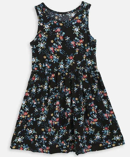 KIDSCRAFT Sleeveless All Over Flower Print Dress - Blue