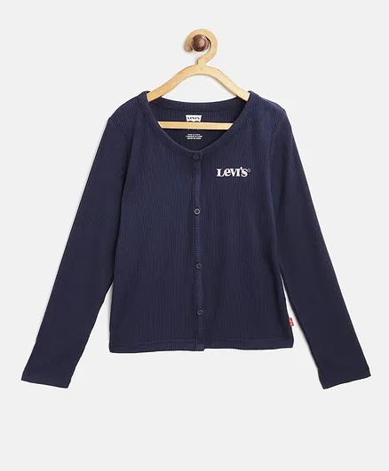 Levi's® Big S-XL Rib Knit Full Sleeves Cardigan - Navy Blue