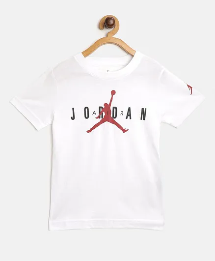 Jordan Half Sleeves Jumpman Air Logo Printed Tee - White