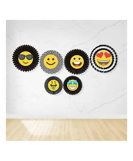 Untumble Emoji Paper Fans Pack of 6 - Yellow