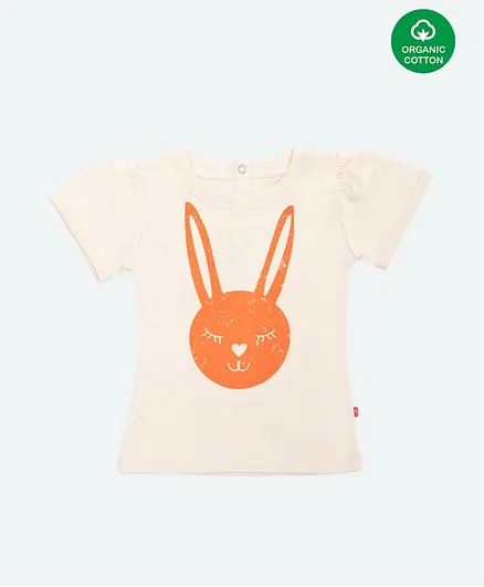 Nino Bambino 100% Organic Cotton Short Sleeves Bunny Print Tee - Cream