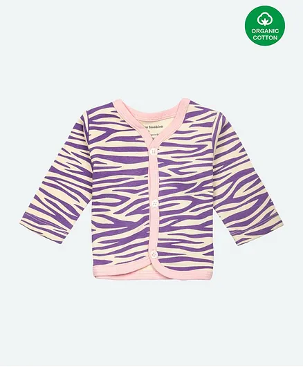 Nino Bambino 100% Organic Cotton Full Sleeves Zebra Printed Jhabla - Purple