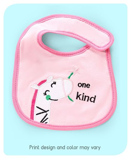 Babyhug Bib Giraffe Embroidery - Pink