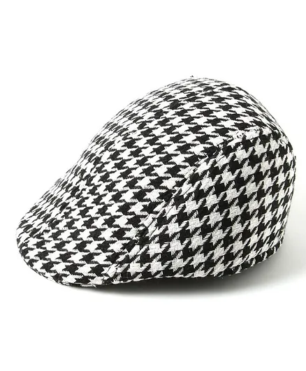 Little Hip Boutique Houndstooth Beret Cap - Black
