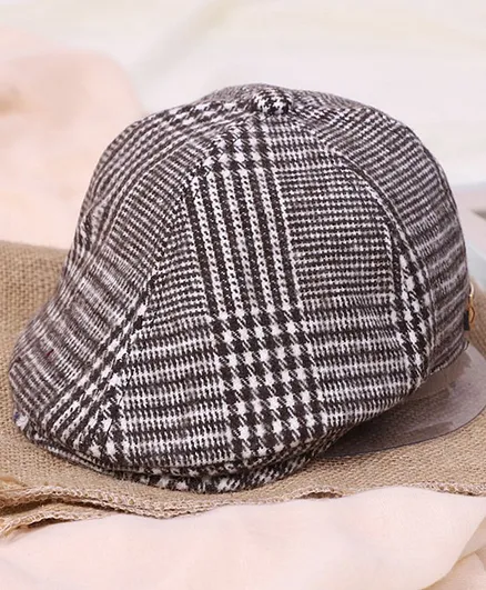Little Hip Boutique Check Beret Cap - Brown