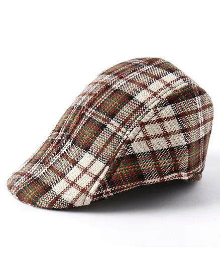 Little Hip Boutique Check Beret Cap - Brown