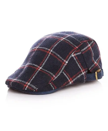 Little Hip Boutique Check Beret Cap - Blue