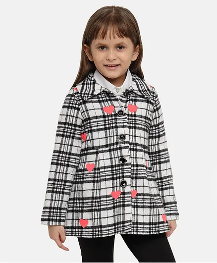 Natilene Full Sleeves Checked Coat - Black