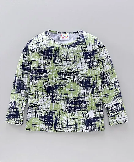 Eimoie Full Sleeves Abstract Design Tee - Green