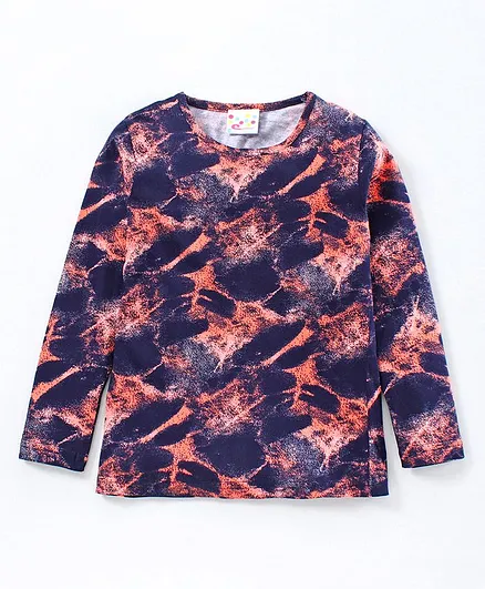 Eimoie Full Sleeves Abstract Design Tee - Purple