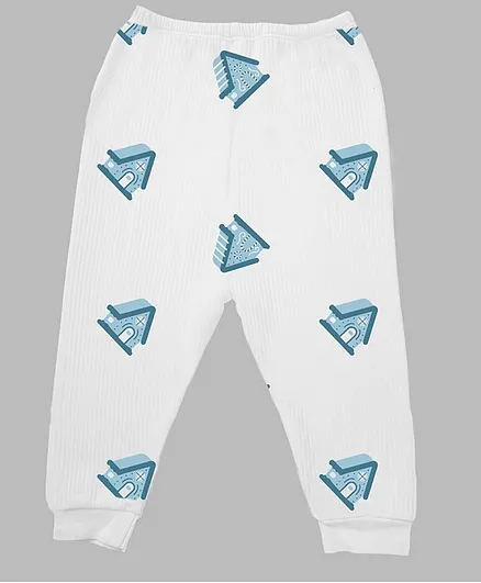 Plan B Full Length Houses Print Thermal Pants - White