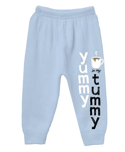 Plan B Full Length Yummy Tummy Print Thermal Pants - Blue