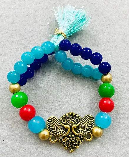 Kalacaree Peacock Detailing Double Layered Bracelet - Blue