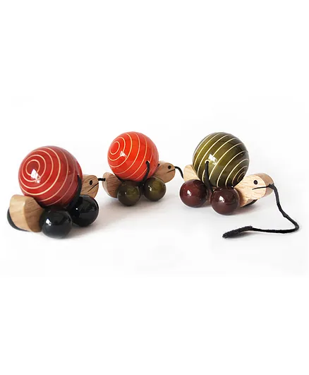 Fairkraft Creations Ma Me Pa Pull Along Toy - Orange Green Red